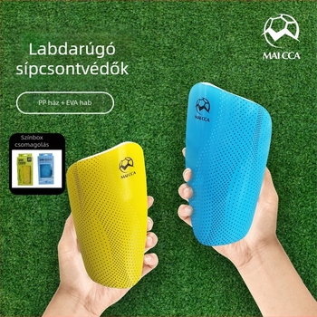 MAICCA futball sípcsontvédők felnőtteknek és gyerekeknek — műanyag héj, termékkód 885-9, vastagabb dupla rétegű betét ventillációs nyílásokkal
