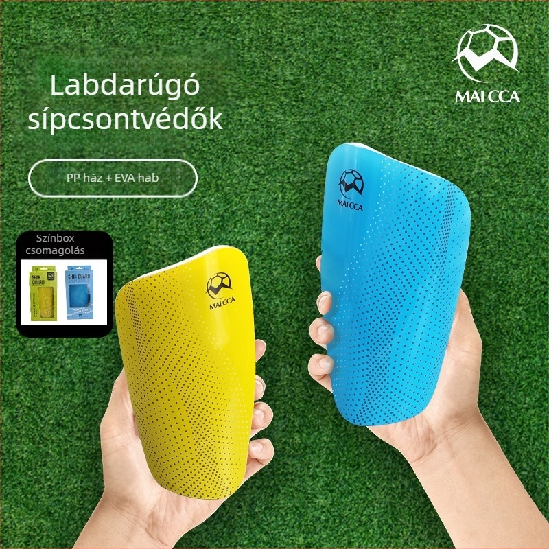 MAICCA futball sípcsontvédők felnőtteknek és gyerekeknek — műanyag héj, termékkód 885-9, vastagabb dupla rétegű betét ventillációs nyílásokkal