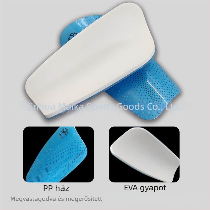 MAICCA futball sípcsontvédők felnőtteknek és gyerekeknek — műanyag héj, termékkód 885-9, vastagabb dupla rétegű betét ventillációs nyílásokkal