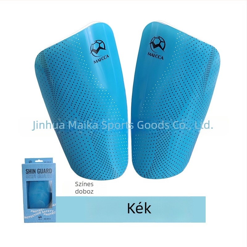 MAICCA futball sípcsontvédők felnőtteknek és gyerekeknek — műanyag héj, termékkód 885-9, vastagabb dupla rétegű betét ventillációs nyílásokkal