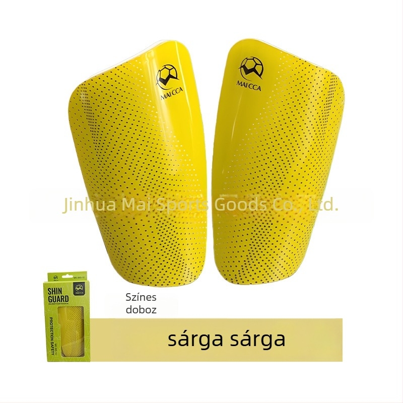 MAICCA futball sípcsontvédők felnőtteknek és gyerekeknek — műanyag héj, termékkód 885-9, vastagabb dupla rétegű betét ventillációs nyílásokkal