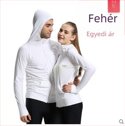 Uniszex nylonos kapucnis hosszú ujjú rash guard elülső cipzárral - UV védelem, merüléshez és úszáshoz