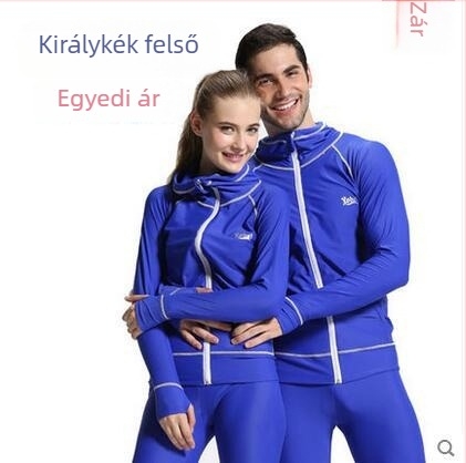 Uniszex nylonos kapucnis hosszú ujjú rash guard elülső cipzárral - UV védelem, merüléshez és úszáshoz