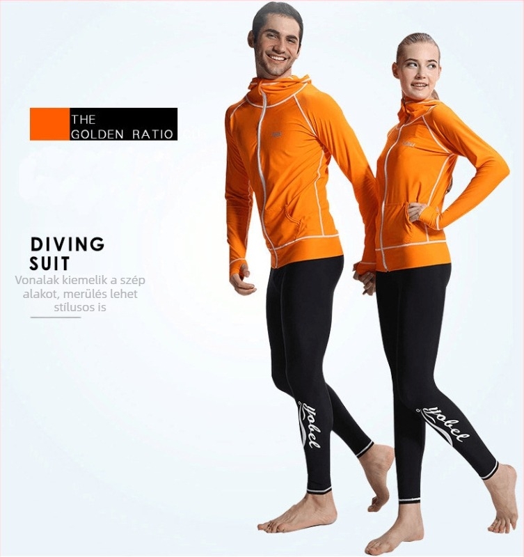 Uniszex nylonos kapucnis hosszú ujjú rash guard elülső cipzárral - UV védelem, merüléshez és úszáshoz