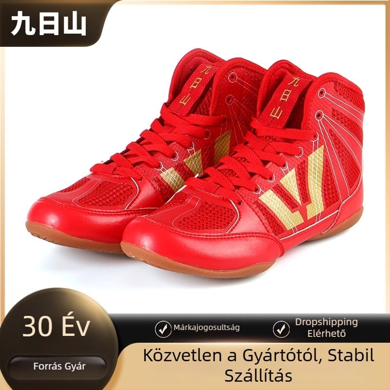 Birkozó cipő, magas szárú, talppal marhatendon, felsőrész PU műbőr, csillapító ragasztási technológia, sík sarok