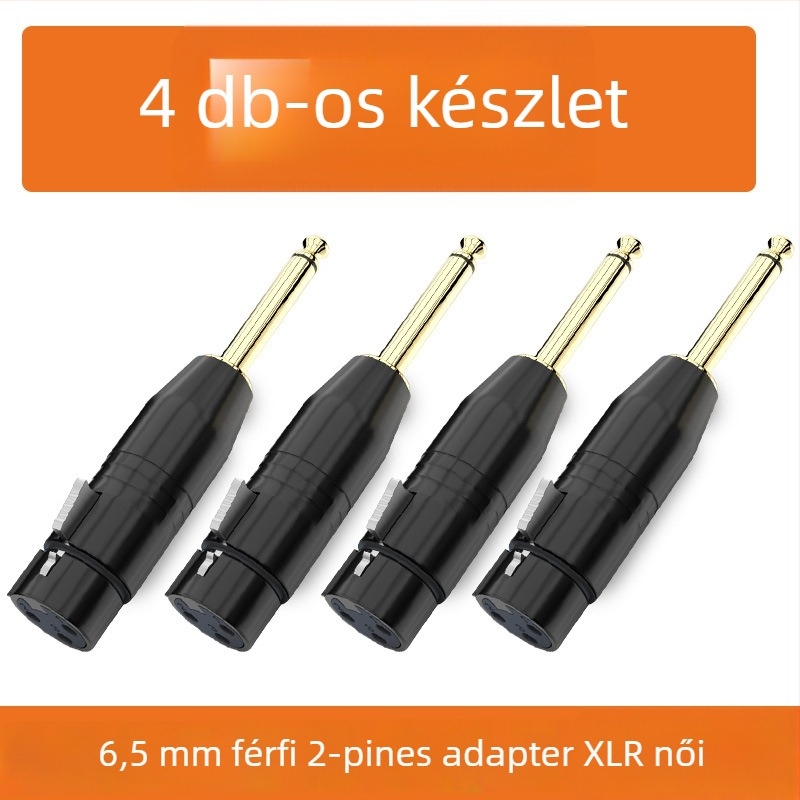 XLR audio adapter: Cannon 6,35 mm/6,5 mm, változatok 2-core vagy 3-core; mikrofon-mixer interfész; élettartam 500 ciklus; márka Choseal/Akihabara; modellek QD2035–QD2038