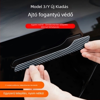 Tesla Model 3Y ajtókilincs matrica – ABS, Geometriai minta, ragasztóval történő felhelyezés, az autó oldalán