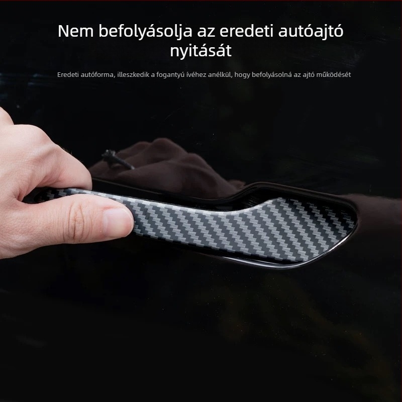 Tesla Model 3Y ajtókilincs matrica – ABS, Geometriai minta, ragasztóval történő felhelyezés, az autó oldalán