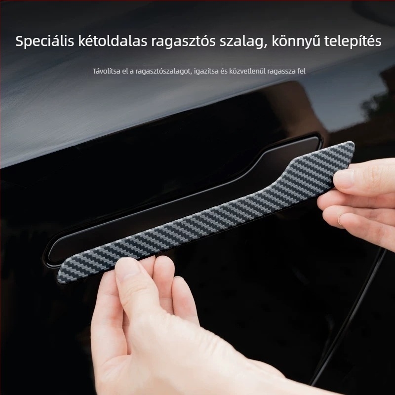 Tesla Model 3Y ajtókilincs matrica – ABS, Geometriai minta, ragasztóval történő felhelyezés, az autó oldalán