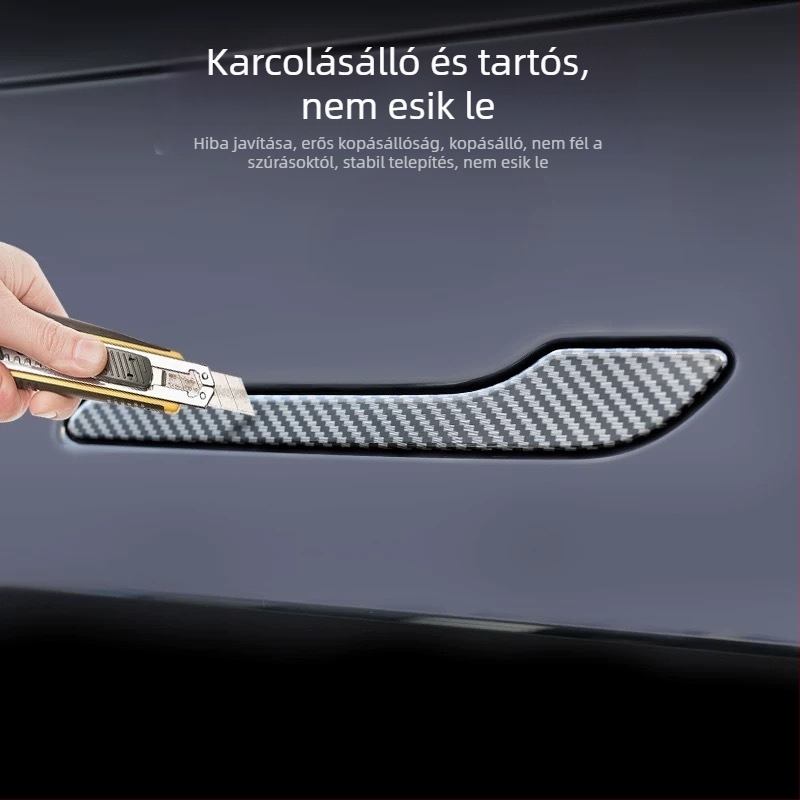 Tesla Model 3Y ajtókilincs matrica – ABS, Geometriai minta, ragasztóval történő felhelyezés, az autó oldalán