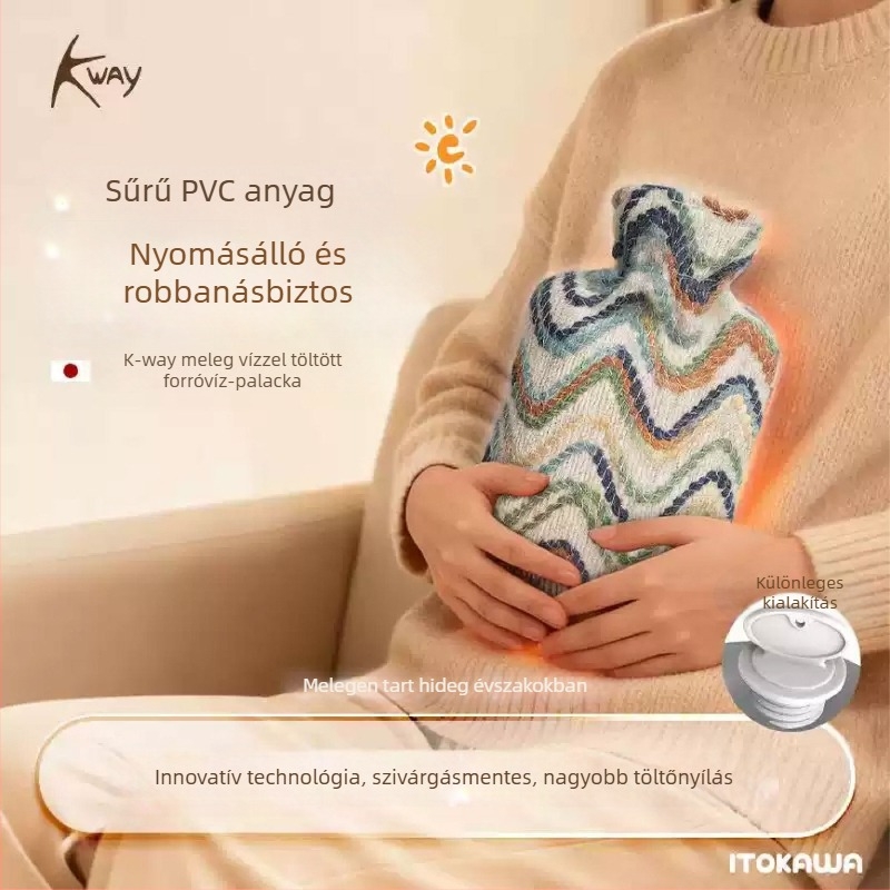 K-Way vízzel töltött melegítő palack kézmelegítő, 1000ml, gumi, víz befecskendezéses melegítés