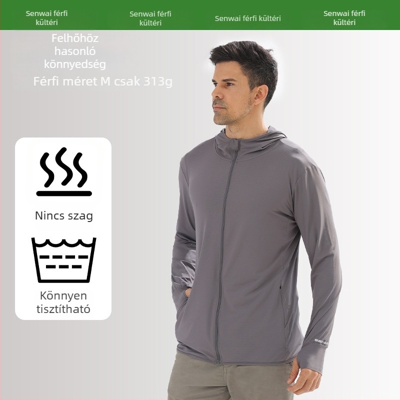 Szabadidős kültéri napvédő dzseki - vékony jégselyem kötés, lélegző, UV-védelem, ultra könnyű, gyorsan száradó (UV-védelem, lélegző, ultra könnyű, gyorsan száradó, kopásálló)