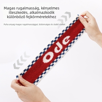 Sportos fejpánt kockás mintával, fleece-béléssel, magas elasztikussággal, szöveges motívummal