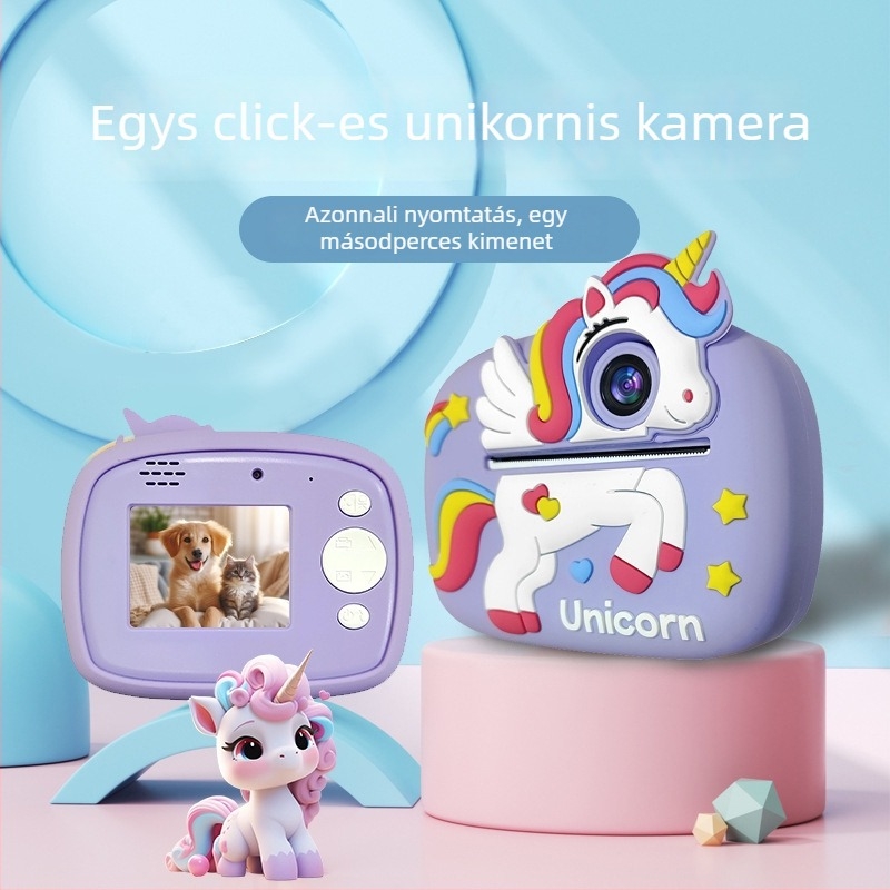 Gyerekeknek szánt azonnali nyomtatós kamera egy érintésre, kártyanyomtatás, 2,4 hüvelykes LCD, TF-kártya tárhely, 24MP