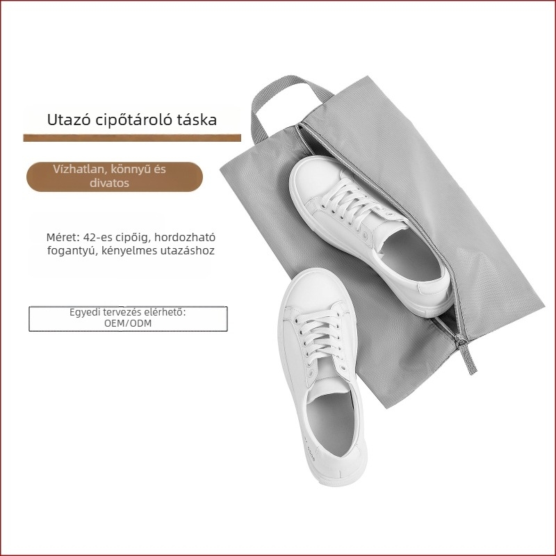 Utazó cipő tároló táska, oxford anyagú, porvédett, modern minimál stílus, modell MDJ6522