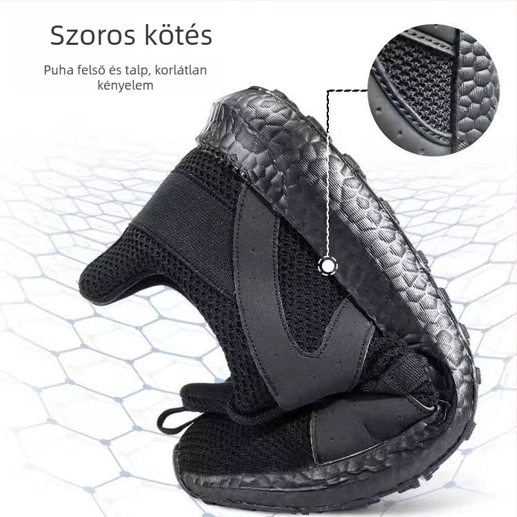 Uniszex általános edzőcipők – légáteresztő háló felsőrész, könnyű felépítés, csúszásmentes és kopásálló gumitalp, fűzővel záródó, középmagas fazon