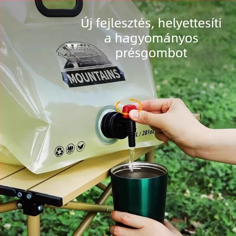 Kültéri hordozható összecsukható víztartó zacskó, 8 L kapacitás, megerősített, élelmiszer-minőségű, kempingezésre és fesztiválokra