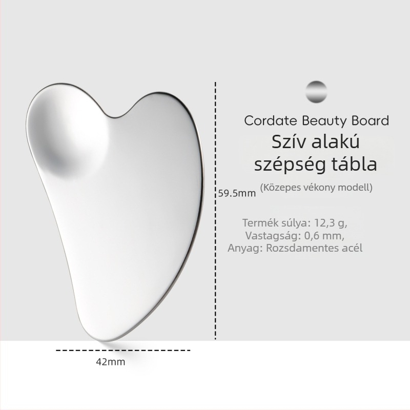 Szív alakú, rozsdamentes acél arcfogó spatula – alapozóhoz és maszkokhoz, 90 g kozmetikai eszköz