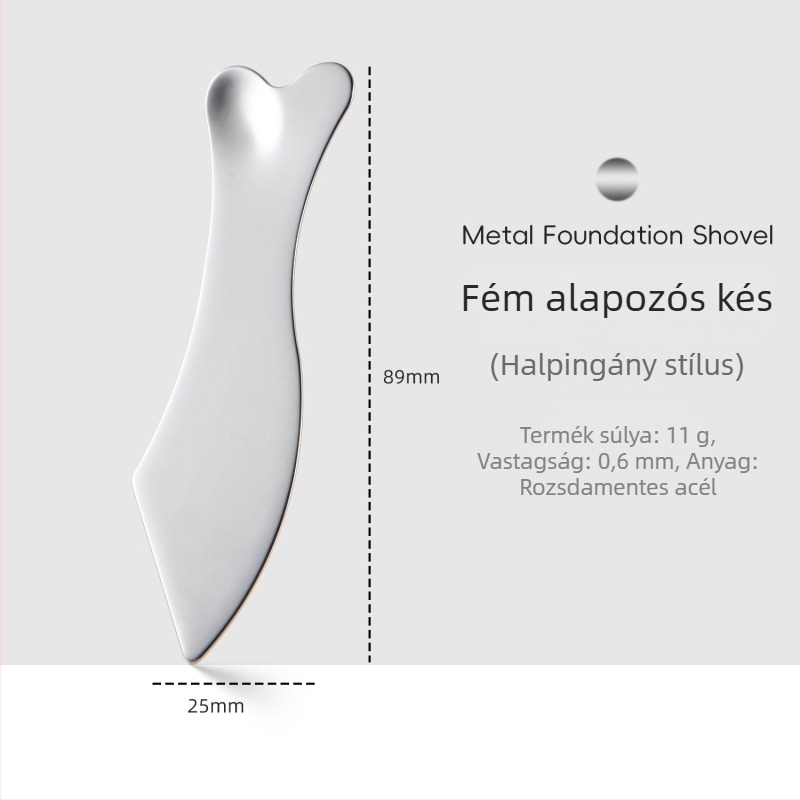 Szív alakú, rozsdamentes acél arcfogó spatula – alapozóhoz és maszkokhoz, 90 g kozmetikai eszköz