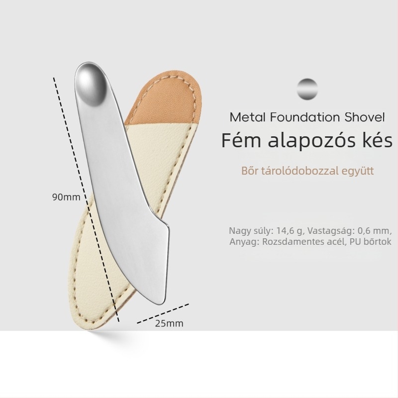 Szív alakú, rozsdamentes acél arcfogó spatula – alapozóhoz és maszkokhoz, 90 g kozmetikai eszköz