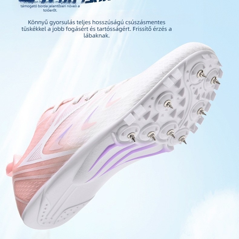 Uniszex 7-tüske pályacipő – lélegző hálós felsőrész, könnyű edzőcipő sprintekhez, talp természetes gumi alappal