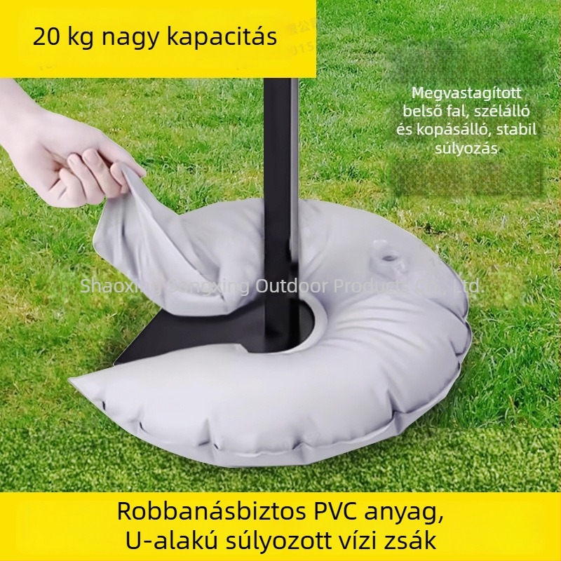 PVC súlyozott víztáska vízzel töltve, fém tartóalappal külső zászlóhoz vagy napernyőhöz, szélálló, vízálló, hordozható