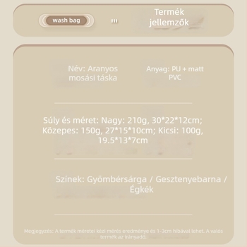 PU vízálló neszesszer – kocka alakú, utazáshoz, kozmetikumok tárolása (Model MQSTHZB)