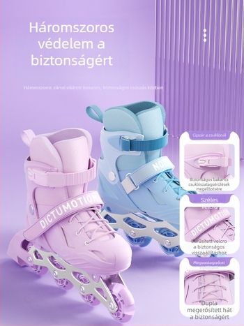 Gyerekeknek szánt kezdő inline korcsolya, 6–12 évesek, uniszex, egy sor kerekekkel
