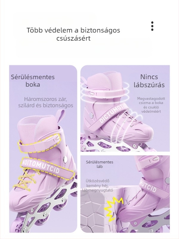 Gyerekeknek szánt kezdő inline korcsolya, 6–12 évesek, uniszex, egy sor kerekekkel