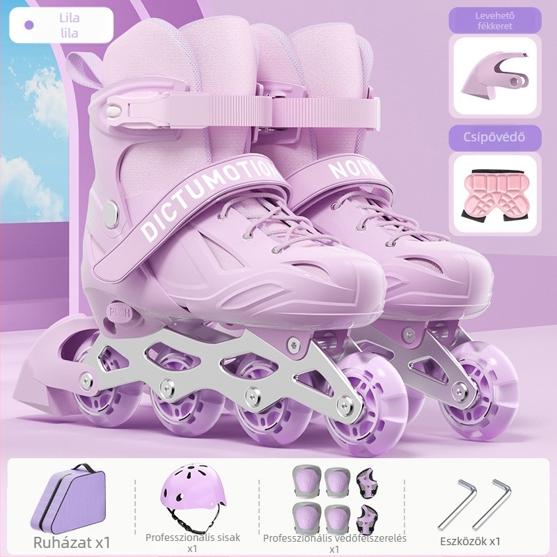 Gyerekeknek szánt kezdő inline korcsolya, 6–12 évesek, uniszex, egy sor kerekekkel