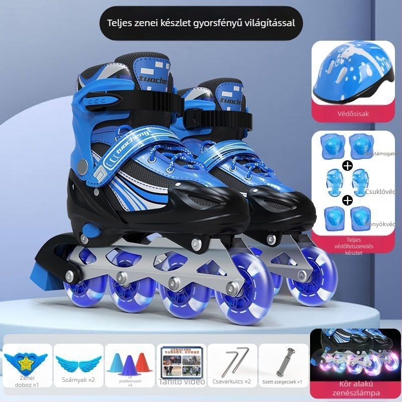 Görkorcsolya PVC felsőrésszel, TPR talppal, egyskerekes dizájn, univerzális illeszkedés