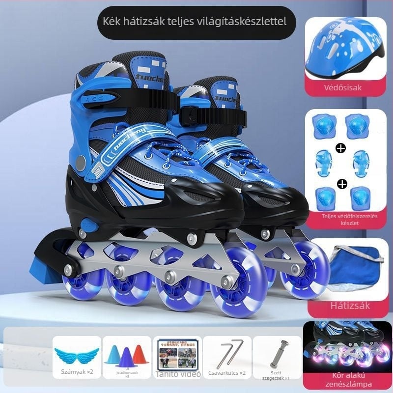 Görkorcsolya PVC felsőrésszel, TPR talppal, egyskerekes dizájn, univerzális illeszkedés