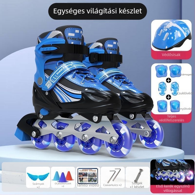 Görkorcsolya PVC felsőrésszel, TPR talppal, egyskerekes dizájn, univerzális illeszkedés