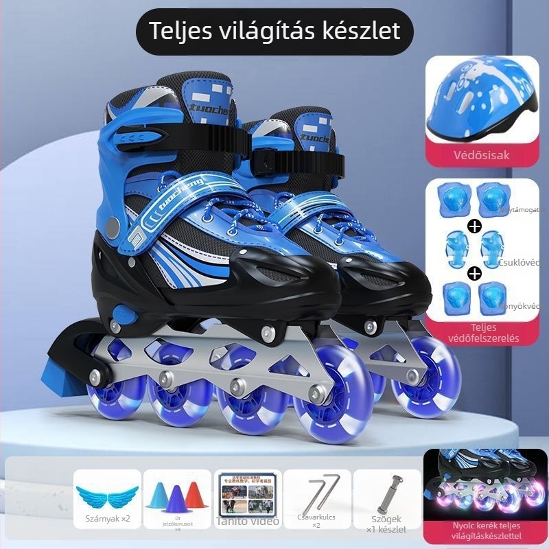 Görkorcsolya PVC felsőrésszel, TPR talppal, egyskerekes dizájn, univerzális illeszkedés