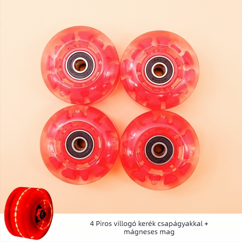 Ksana kétsoros görkorcsolya fénylő kerékkel, PU felsőrész, PU kerék, PP talp