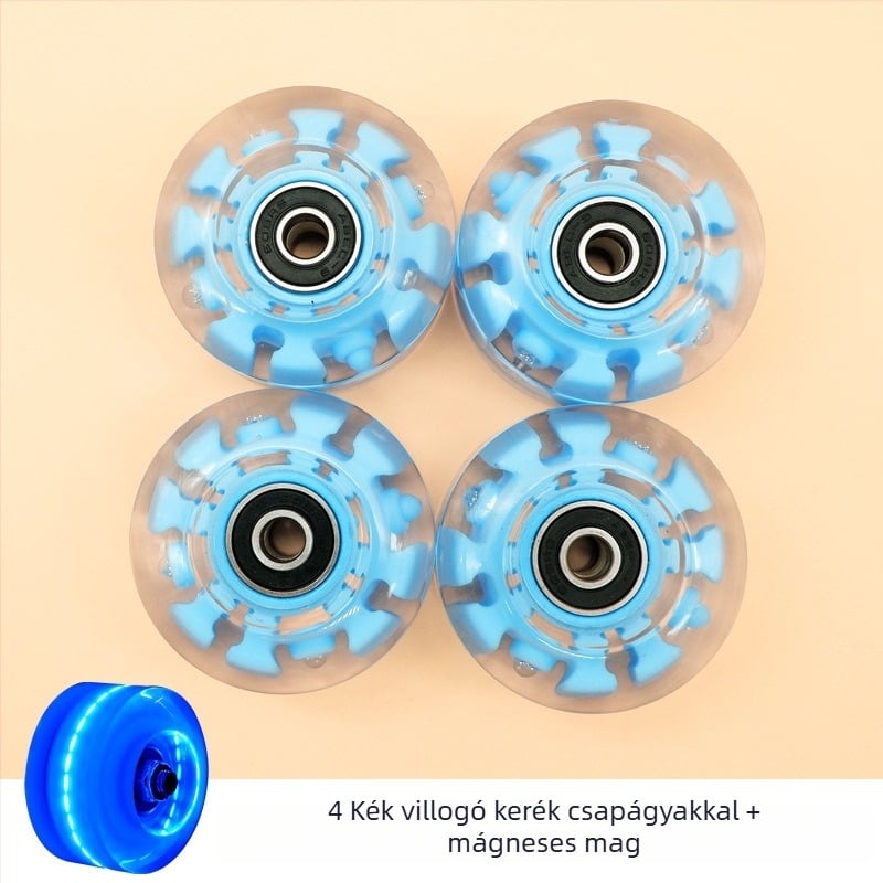 Ksana kétsoros görkorcsolya fénylő kerékkel, PU felsőrész, PU kerék, PP talp