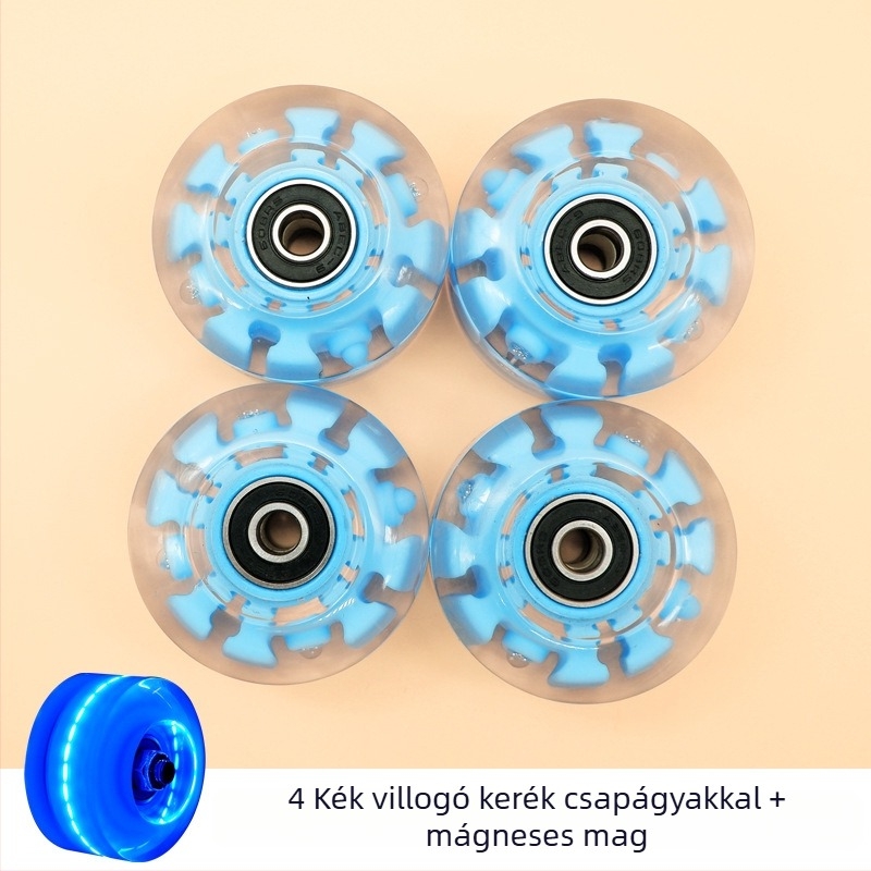 Ksana kétsoros görkorcsolya fénylő kerékkel, PU felsőrész, PU kerék, PP talp