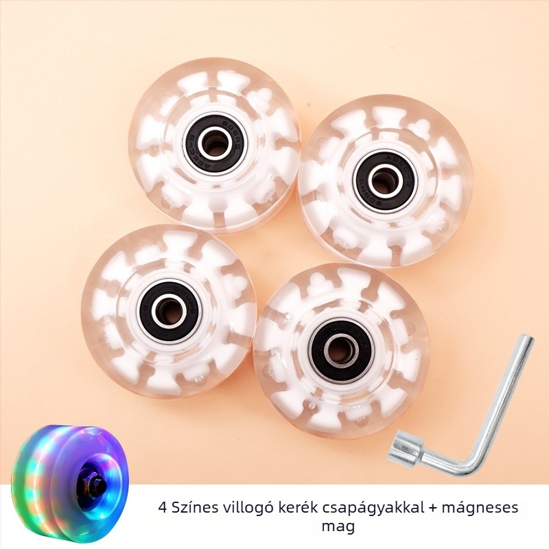 Ksana kétsoros görkorcsolya fénylő kerékkel, PU felsőrész, PU kerék, PP talp