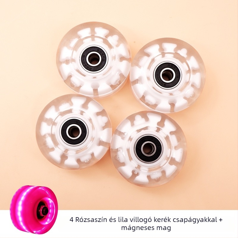 Ksana kétsoros görkorcsolya fénylő kerékkel, PU felsőrész, PU kerék, PP talp