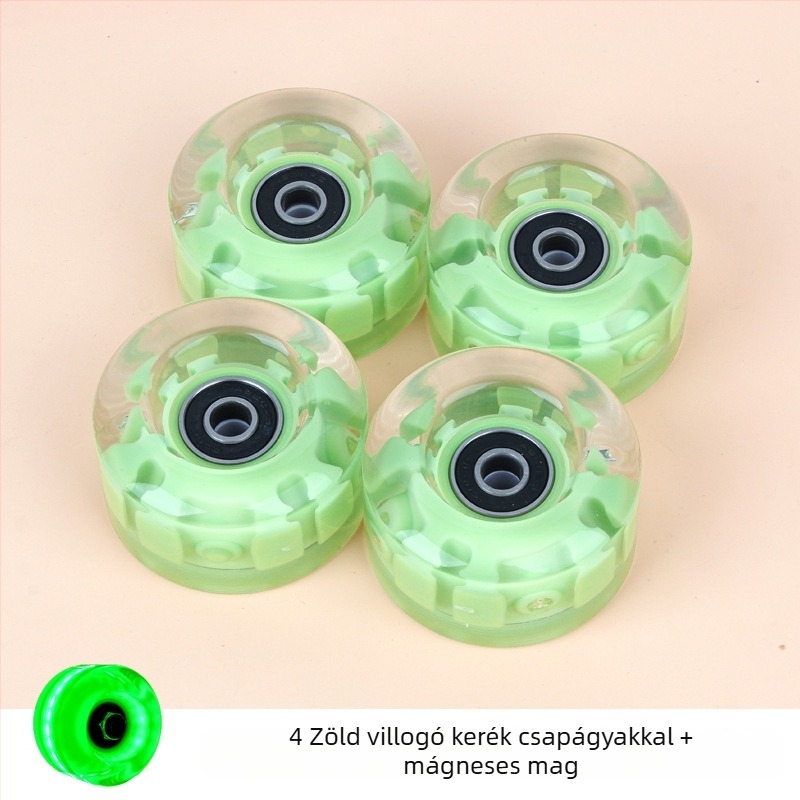 Ksana kétsoros görkorcsolya fénylő kerékkel, PU felsőrész, PU kerék, PP talp