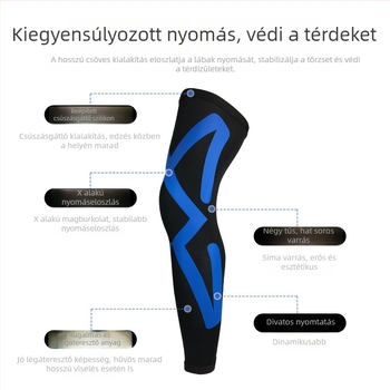 Kompressziós térdvédők és lábszárvédők sportokra, kültéri kosárlabda, futball és kerékpározás