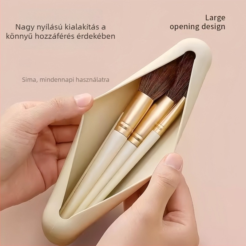  Szilikon sminkecset tároló táska, utazáshoz ideális, hengeres vízálló szervező a pirosító és szemhéjpúder ecsetekhez, modern minimalist stílus