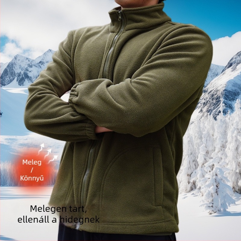 Polárdzseki kardigán-stílusban, poliészter anyag, poliészter bélés, unisex, télen, tavasszal és ősszel használható
