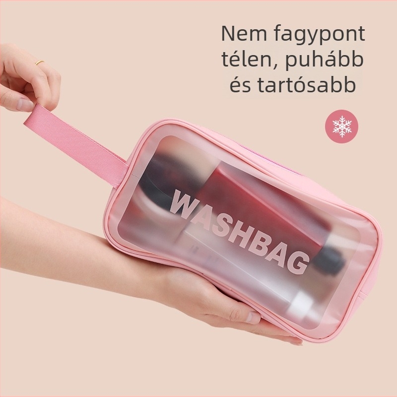 Kozmetikai táska kocka alakú, textilből, összecsukható, utazáshoz