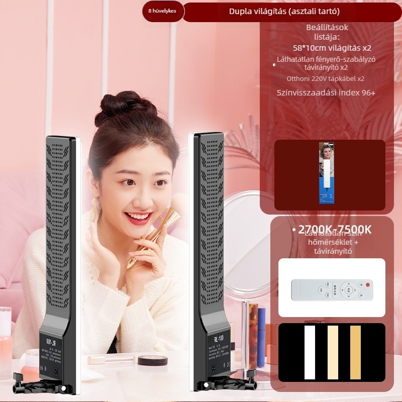 Élő adás világítási állvány – három színhőmérséklet, 10–50W, 220V, kézi használat