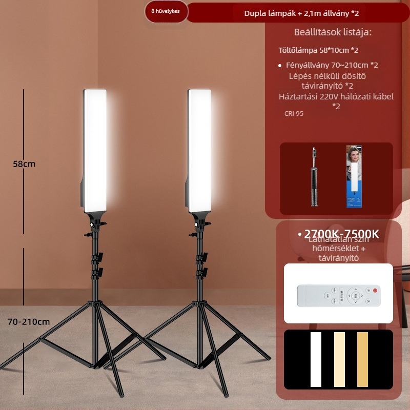 Élő adás világítási állvány – három színhőmérséklet, 10–50W, 220V, kézi használat