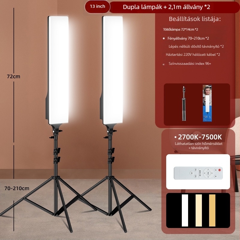Élő adás világítási állvány – három színhőmérséklet, 10–50W, 220V, kézi használat