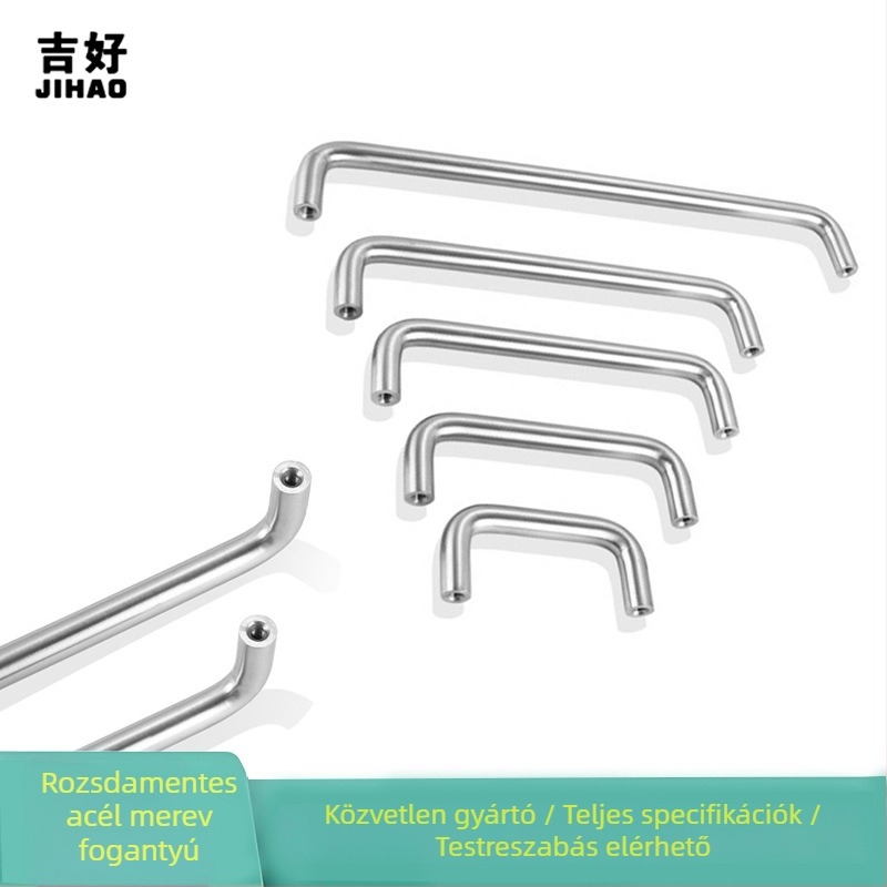 U-alakú rozsdamentes acél szekrényfogantyú, polírozott, modern minimálista stílusban; modell JH01u