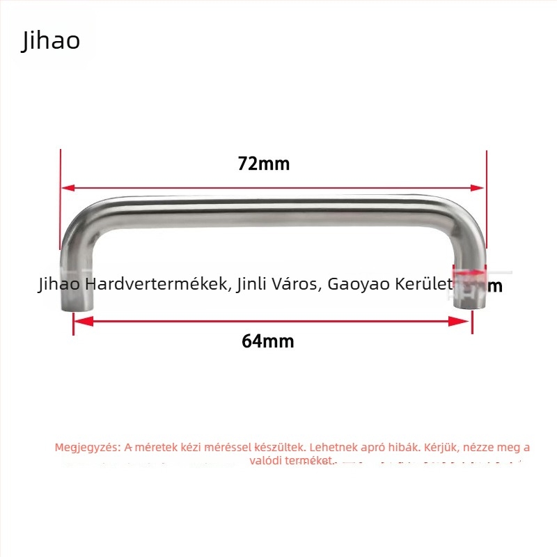 U-alakú rozsdamentes acél szekrényfogantyú, polírozott, modern minimálista stílusban; modell JH01u