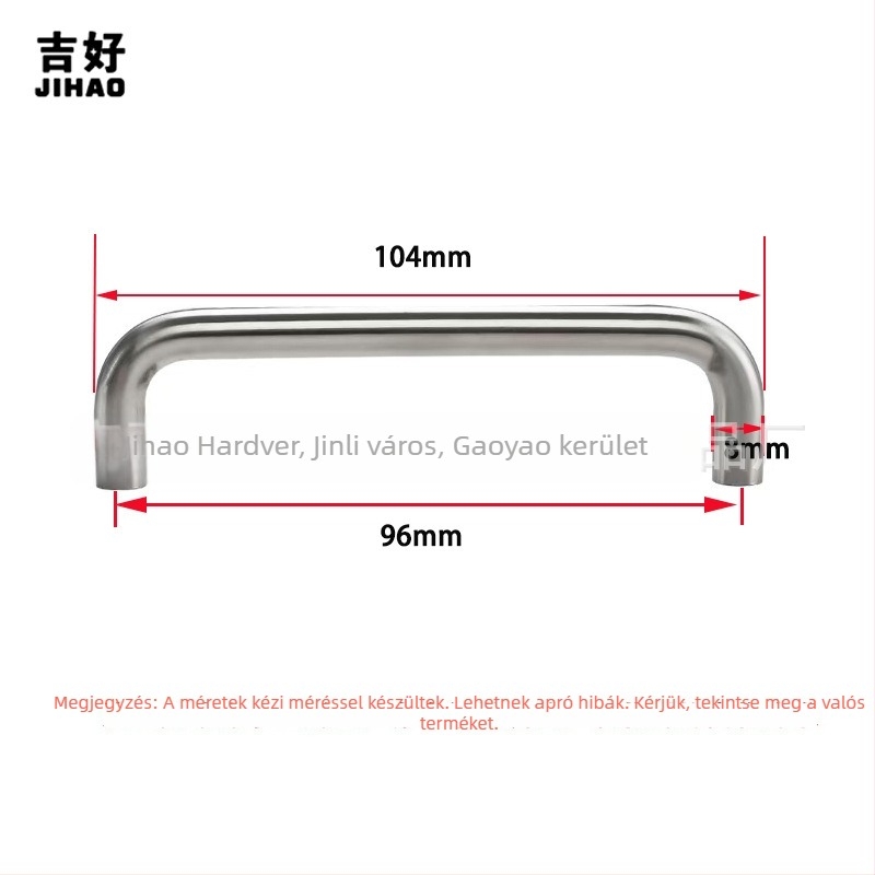 U-alakú rozsdamentes acél szekrényfogantyú, polírozott, modern minimálista stílusban; modell JH01u